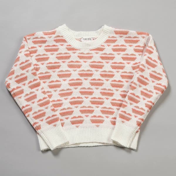 Girls &#40;7-16&#41; Pink Rose Mossy Sweater - Cream Stripe - image 