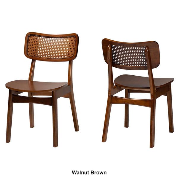 Baxton Studio Tafari Wood & Rattan 2pc. Dining Chair Set