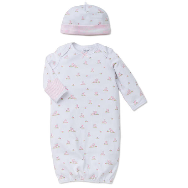 Baby Girl &#40;NB-3M&#41; Little Me Baby Bunnies Sleeper Gown & Hat - image 