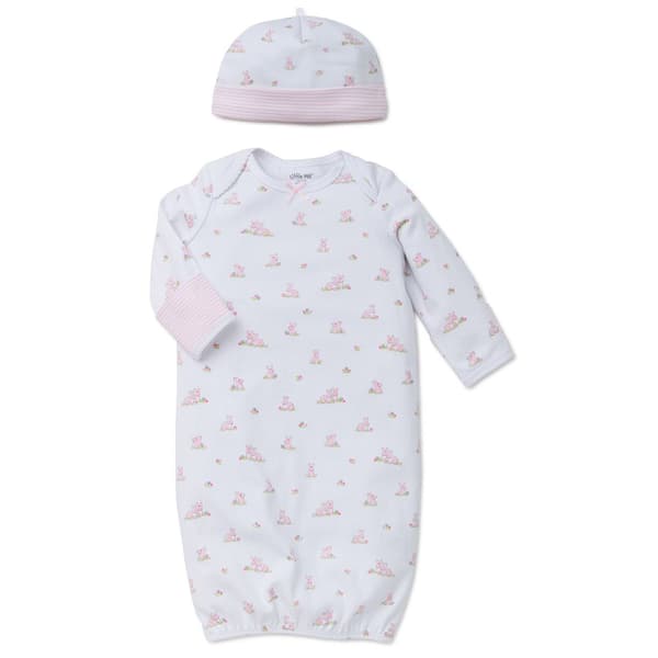 Baby Girl &#40;NB-3M&#41; Little Me Baby Bunnies Sleeper Gown & Hat - image 