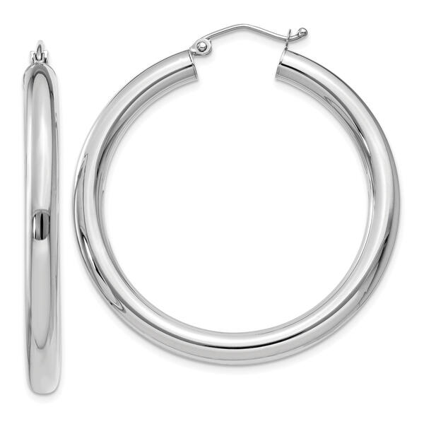 Gold Classics&#40;tm&#41; 14kt. Glossy White Gold 40mm Hoop Earrings - image 