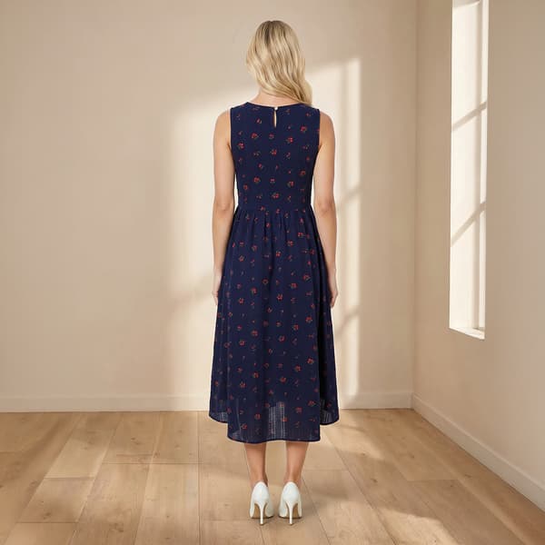 Womens Draper James Sleeveless Smocked Bubble Cherry Midi Dress