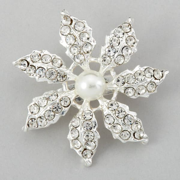 Rosa Rhinestones Daisy Flower Brooch Pin - image 