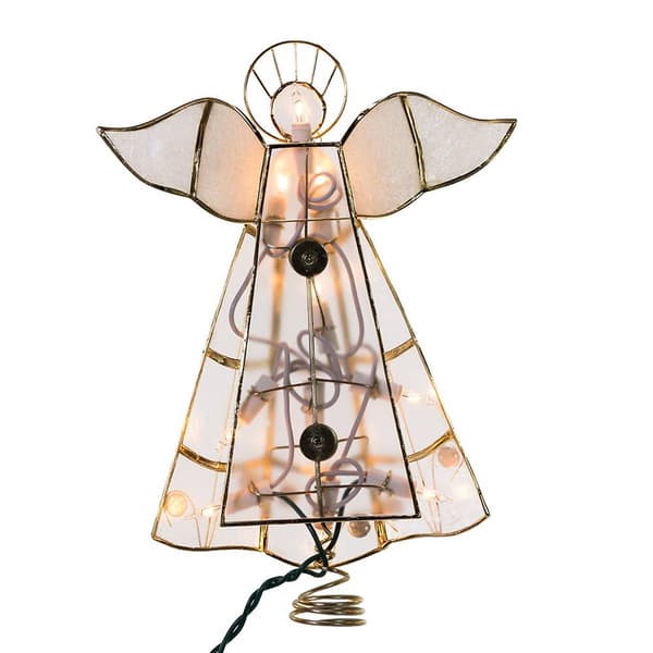 Kurt Adler 10-Light Capiz Angel Treetop w/ Trumpet