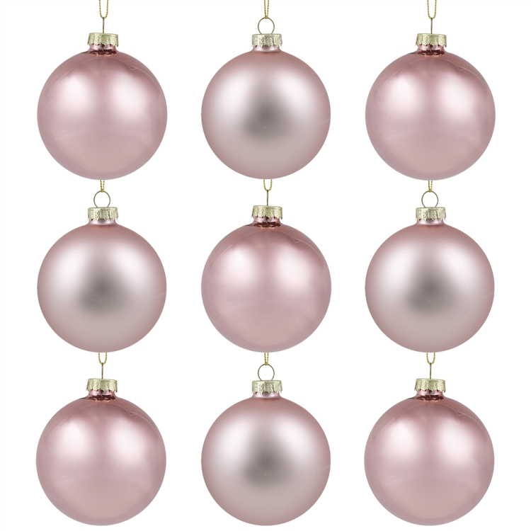 Northlight 9ct. 2-Finish Pink Glass Ball Christmas Ornaments