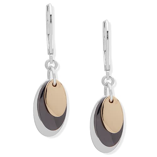 Nine West Oval Opulence Tri-Tone Large Drop Earrings