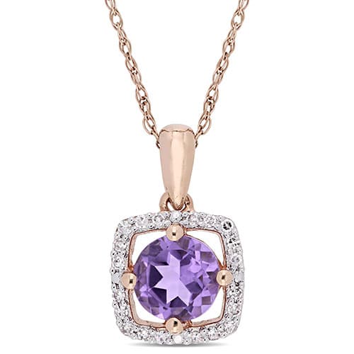 Gemstone Classics™ 10kt. Rose Gold & Amethyst Necklace