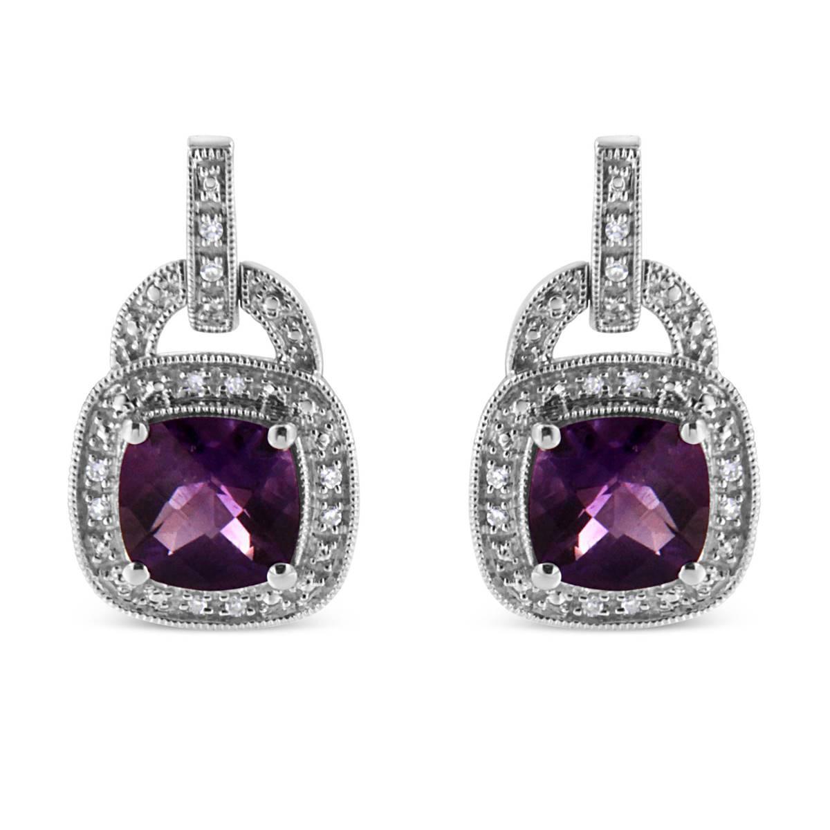 Haus of Brilliance Amethyst and Diamond Halo Earrings
