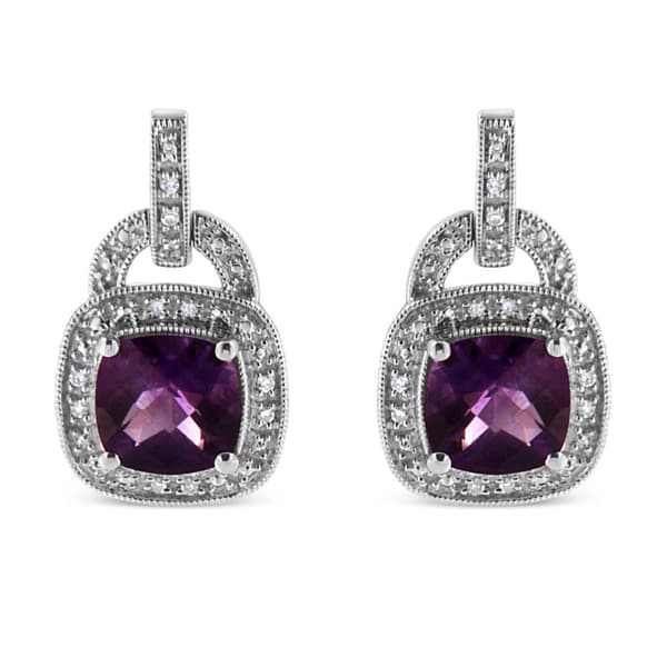 Haus of Brilliance Amethyst and Diamond Halo Earrings - image 