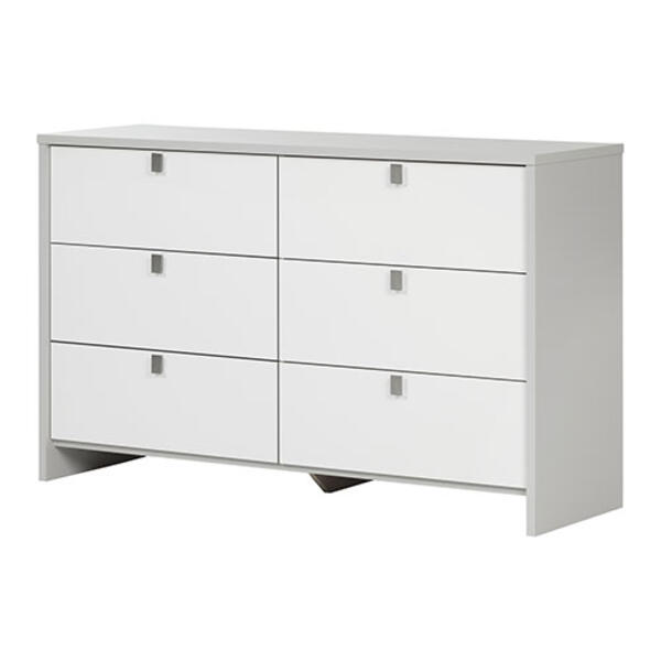 South Shore 6 Drawer Double Dresser-Soft Grey/White - image 