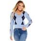 Juniors No Comment V-Neck Argyle Sweater - image 1