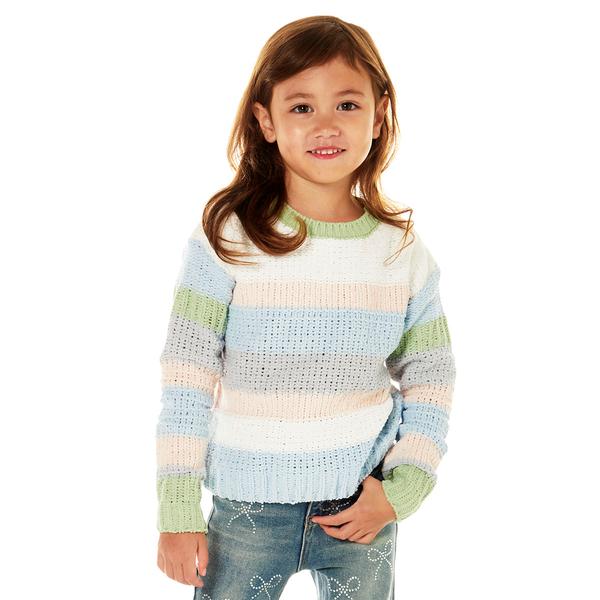 Girls (4-6x) Jolie & Joy Long Sleeve Wide Stripe Crew Sweater - image 
