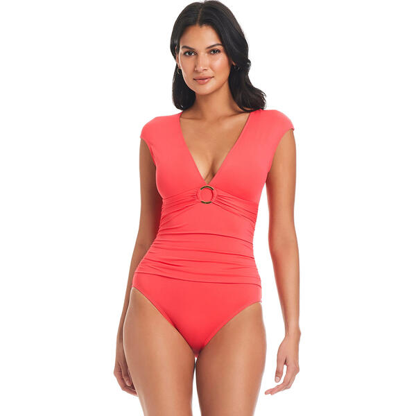 Womens Bleu Ring Me Up Cap Sleeve Mio One Piece Swimsuit - image 