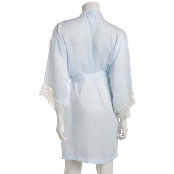 Womens Linea Donatella 3/4 Sleeve Satin Wrapper Robe