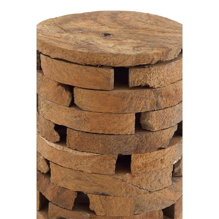 9th & Pike® Brown Teak Natural Footstool
