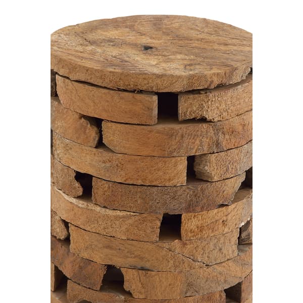 9th & Pike&#174; Brown Teak Natural Footstool