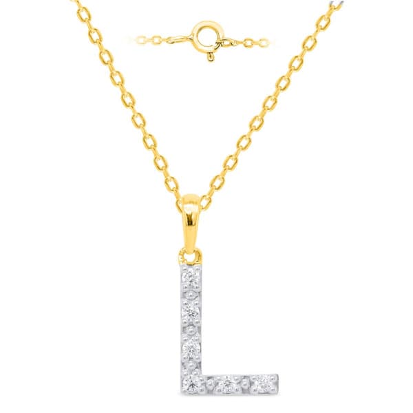 Nova Star(R) Gold Plated Lab Grown Diamond Initial L Pendant