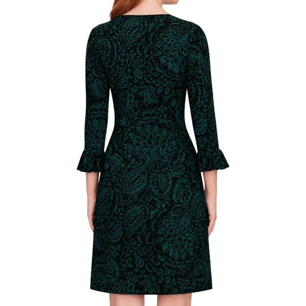Womens Tommy Hilfiger 3/4 Pleated Sleeve Paisley Sheath Dress