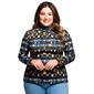 Plus Size 24/7 Comfort Apparel Mock Neck Printed Top - image 1