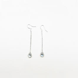Rosa Rhinestones Silver Tone Long Linear Dangle Earrings