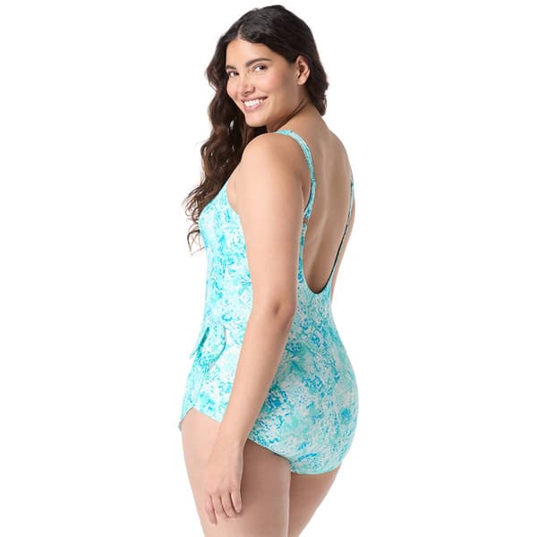 Womens Roxanne V-Neck Sarong One Piece Swimsuit