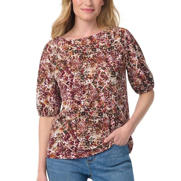 Plus Size Gloria Vanderbilt Tyler Elbow Sleeve Floral Blouse