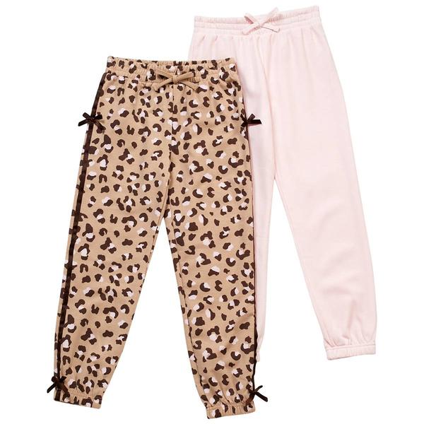 Girls (7-12) BTween(R) 2pk. Leopard & Solid Joggers - image 