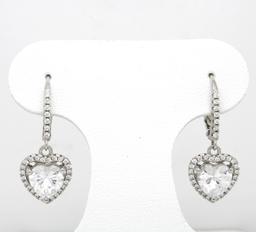 Cubic Zirconia Heart Lever Back Earrings