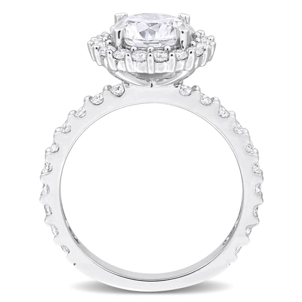 Sterling Silver 2 4/5ctw. White Moissanite Halo Ring