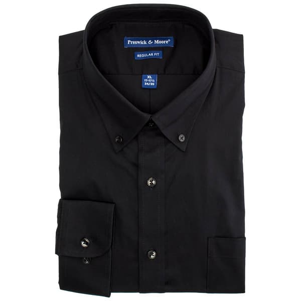 Mens Preswick & Moore(R) Cotton Regular Fit Dress Shirt - Black