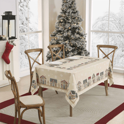 Avanti Linens Gingerbread Village Tablecloth