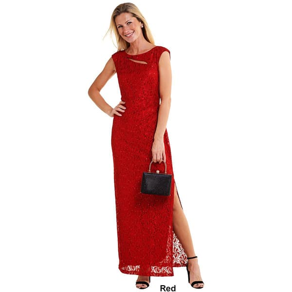 Womens Connected Apparel Sequin Lace A-Line Evening Gown
