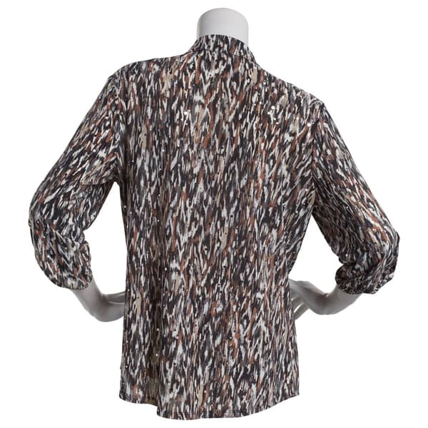 Petite Emily Daniels 3/4 Tab Sleeve Disco Dot Abstract Blouse