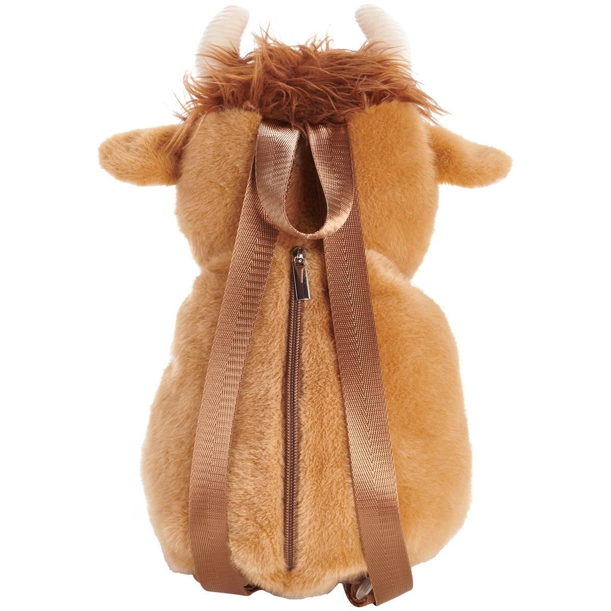 Girls Carried Away Plush Highland Cow Boba Tea Backpack