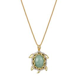 Forever Facets Green Jade And Diamond Turtle Necklace