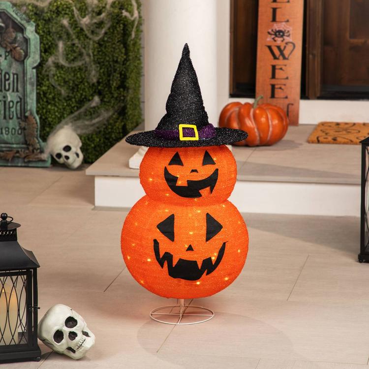 Northlight Seasonal 34in. Jack-O-Lanterns in Witch''s Hat Décor