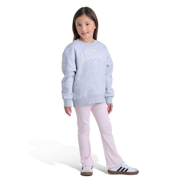 Girls (4-6X) adidas Long Sleeve Heather Crew Rib Kick Flare Pant
