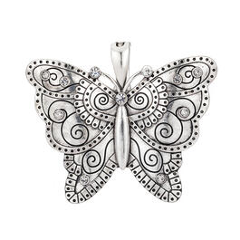 Wearable Art Silver-Tone Antique Butterfly Enhancer Pendant