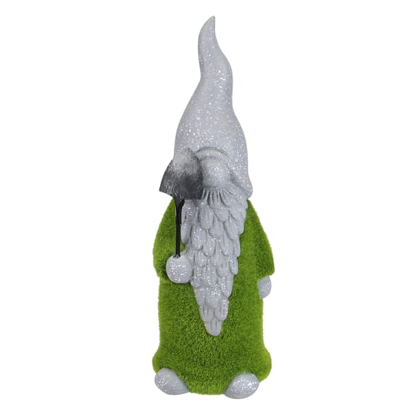Northlight Seasonal 14in. Moss Covered Gnome with Shovel Statue - image 