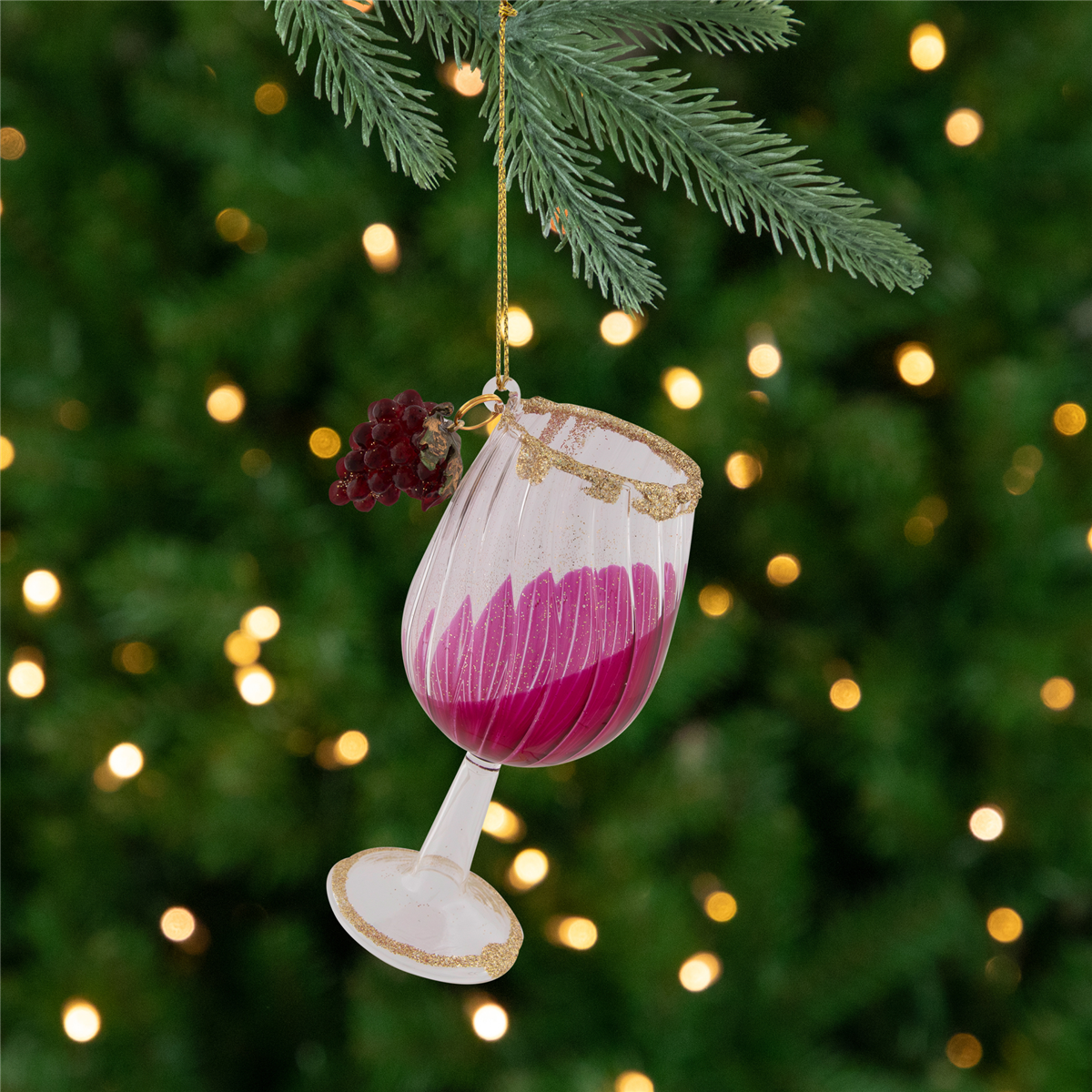 Northlight 4.25in. Glittered Red Wine Glass Christmas Ornament
