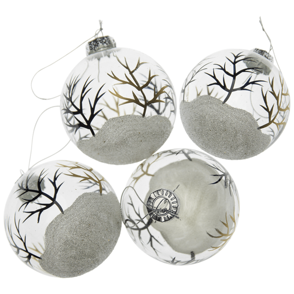 Northlight 4ct. Winter Forest Christmas Glass Ball Ornaments