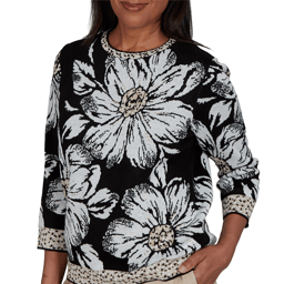 Womens Alfred Dunner Travel Advisory Dramatic Floral Sweater
