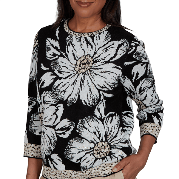 Womens Alfred Dunner Travel Advisory Dramatic Floral Sweater