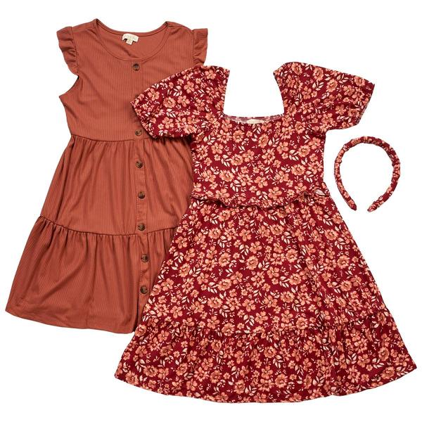 Girls (7-16) BTween(R) 2pk. Floral & Solid Dresses w/ Headband