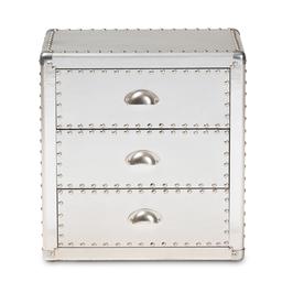 Baxton Studio Armel Industrial 3 Drawer Nightstand