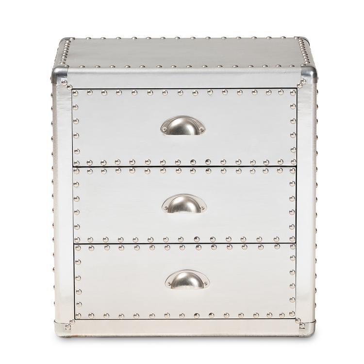 Baxton Studio Armel Industrial 3 Drawer Nightstand