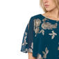 Petite MSK Solid Evening Gown with Foil Floral Overlay - image 5
