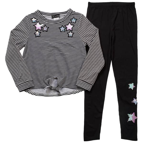 Girls &#40;7-12&#41; Girls First Super Star Stripe Top & Legging Set - image 