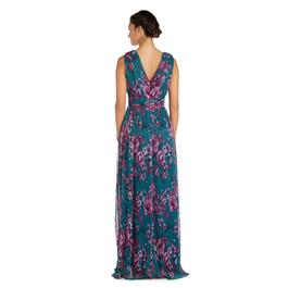Womens R&M Richards Sleeveless V-Neck Floral Side Slit Maxi Dress