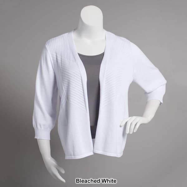 Plus Size 89th & Madison Geometric Rib Open Front Cardigan